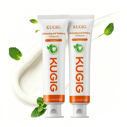 KUGIG Toothpaste Whitening Toothpaste, Helps Remove Surface Stains, Brighten Teeth, Freshen Breath and Support Daily Oral Care for a Cleaner Smile,3.5 Fl Oz (2 Pack)
