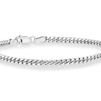 Miabella Italian 925 Sterling Silver Thick Solid Cuban Link Curb Chain Bracelet for Men, 3.2mm, 5mm, 7mm Made in Italy (3.2mm, 7.5, Inches)