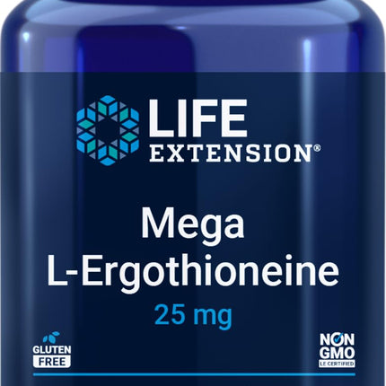 Life Extension Mega L-Ergothioneine, Healthy Aging Amino Acid, antioxidant, Powerful 25 mg dose, L-ergothioneine, Gluten-Free, Non-GMO, Vegetarian, 30 Capsules