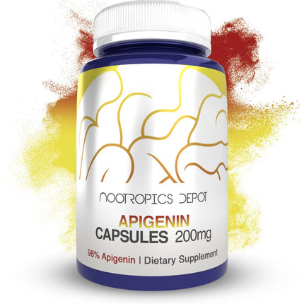Nootropics Depot Apigenin Capsules | 200mg | 30 Count | >98% Apigenin | Supports Healthy Stress Levels