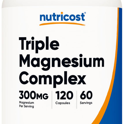 Nutricost Triple Magnesium Complex (300mg, 120 Capsules) - from Di-Magnesium Malate, Bisglycinate and Citrate, 60 Servings