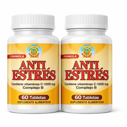 Nutrisalud Products Anti Estres Formula Natural. Tratamiento Natural para Combatir el estres y la ansiedad, Set de 2 frascos para 4 Meses. Recupere la Calma y tranquilidad.