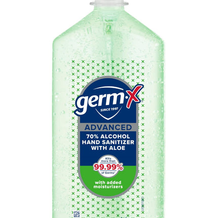 Germ-X Advanced Hand Sanitizer with Aloe and Vitamin E, 1 Liter, Less Drying Moisturizing Gel, No Rinse Formula, Pump Bottle