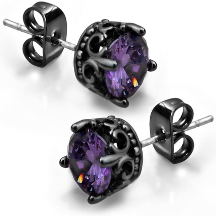 KZZENKI Purple and Black Earrings for Women Men, Cool Gothic Stud Earrings