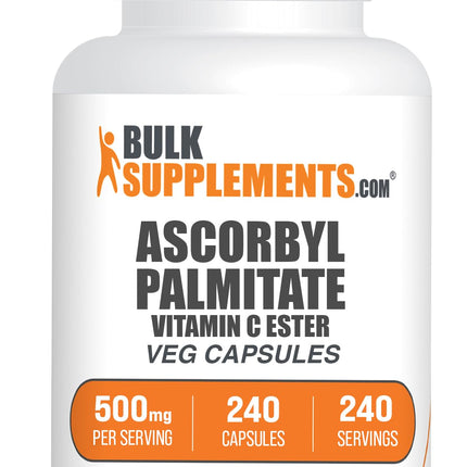 BulkSupplements.com Ascorbyl Palmitate Capsules - Vitamin C Ester, Vitamin C Supplement - Vegan & Gluten Free, 1 Capsule per Serving (500mg), 240 Count (Pack of 1)