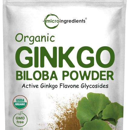 Micro Ingredients Organic Ginkgo Biloba Extract Powder, 8oz | Naturally Occurring Ginkgo Flavone Glycosides | Herbal Supplements for Women & Men | Non-GMO, Vegan Friendly