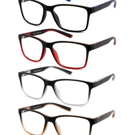 Reading Glasses for Men 4-Pack Stylish Computer Readers with Spring Hinges, Anti Glare/Eye Strain Filter UV Ray Blue Light Blocking Two-Tone Reader Eyeglasses,+1.0 Magnification Strength