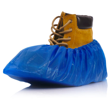 Buself Heavy Duty Disposable Shoe Covers, Extra Large 6.7x17.7 In, Thick 0.3 Oz, Waterproof Non-Slip Shoe Booties, 100 Pieces Boot Covers for Indoor/Outdoor Use, One Size Fits All