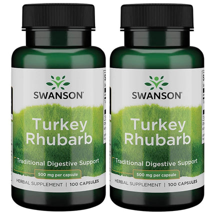 Swanson Turkey Rhubarb - Herbal Supplement for Digestive Health - Natural Formula - (100 Capsules, 500mg Each) (2 Pack)