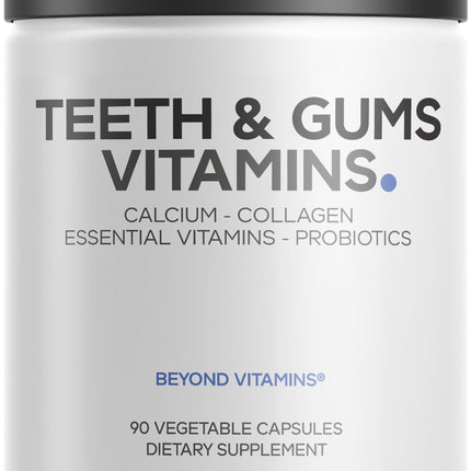 Codeage Teeth & Gums Vitamins + Oral Probiotics Supplement for Mouth - Whole Food Calcium, Collagen, Potassium, Vitamin C, D3, K2, Zinc – Oral Care & Dental Multivitamin Supplements - 90 Capsules