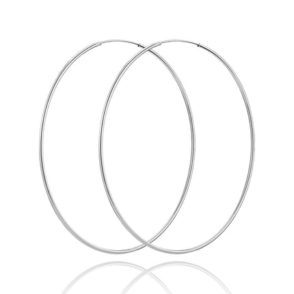 SWEETV 50MM Big Hoop Earrings for Women Hypoallergenic 925 Sterling Silver Earrings Endless Thin Hoops-suitable for ages 15+