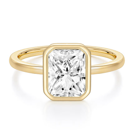EAMTI Travel Engagement Rings for Women Radiant Cut Bezel Bands Size 7.5