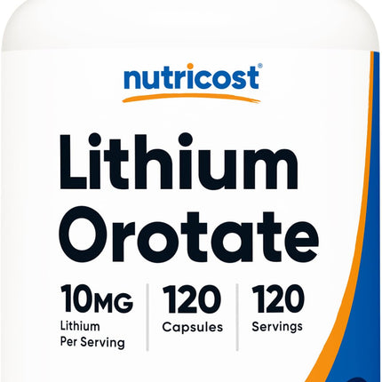 Nutricost Lithium Orotate (10mg) 120 Capsules - Vegan Lithium Supplement, GMO-Free, Gluten-Free