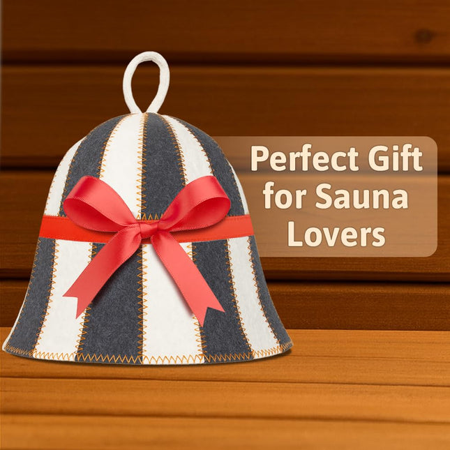 ASKOLD Wool Sauna Hat Checkered - Wool Banya Hat Sauna Cap for Men - Sauna Cap for Women to Protect Hair Grey and White