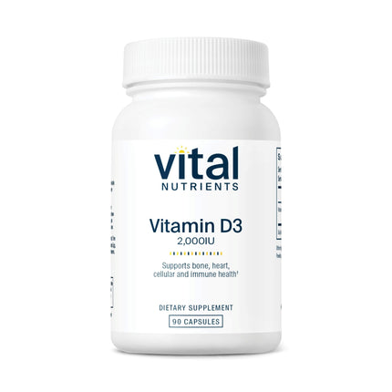 Vital Nutrients Vitamin D 2000 IU - Vitamin D3 Supplement - Healthy Bones, Teeth, Muscles*- Cellular & Immune Function - Calcium Absorption - Gluten, Dairy and Soy Free - 90 Capsules