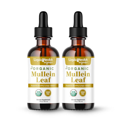 LIQUIDHEALTH USDA Organic Mullein Leaf Extract Drops for Lungs - Herbal Cleansing Drops for Smokers, Immune Support, Respiratory Health - 1000mg, Sugar-Free, Vegan, Made in USA (2 Pack)