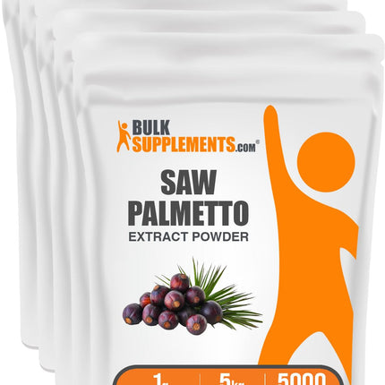 BulkSupplements.com Saw Palmetto Extract Powder - Serenoa Repens, Saw Palmetto Supplement, Herbal Supplement - Vegan & Gluten Free, 1g per Serving, 5kg (11 lbs) (Pack of 5)