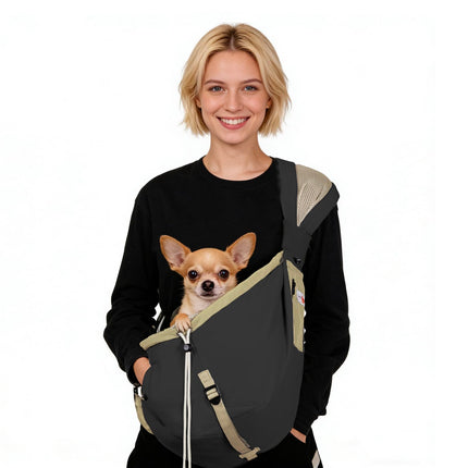 Dog Carrier Sling,Dog Carriers for Small Dogs & Cats Under 20 lbs,Puppy Carrying Backpack Pet Purse with Pockets,Adjustable Shoulder Strap,Hands Free for Travel (Black)