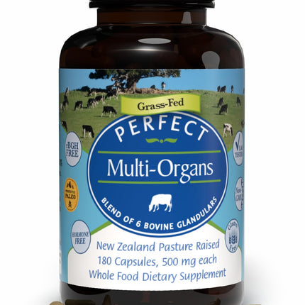 Perfect Supplements - Perfect Multi-Organs – A Blend of 6 Synergistic Glandulars – 100% Freeze Dried & Hormone Free – New Zealand Pasture Raised Whole Food Capsules