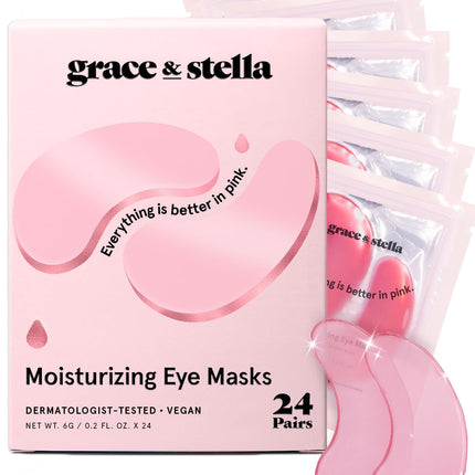 grace & stella Award Winning Moisturizing Under Eye Masks (24 Pairs, Pink)