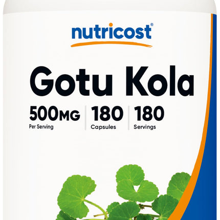 Nutricost Gotu Kola 500 MG, 180 Capsules - Vegetarian Capsules, Gluten Free, Non-GMO