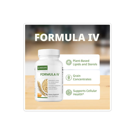 NeoLife - Formula IV Softgel - Vitamins A, C, D, E, B Complex, Multivitamins & Multi-Minerals, Multivitamin for Women & Men, TRE-EN-EN Grain Blend Supplements, Phyto Enzyme Blend - 120 Softgels