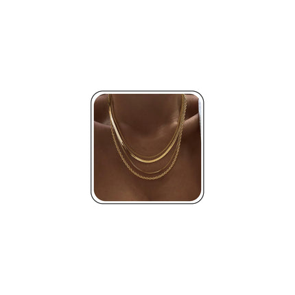 Tewiky Layered Necklaces for Women 14k Gold Plated Chain Necklace Set