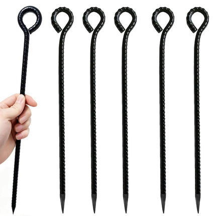 16 Inch Rebar Stakes,Metal Stake Ground,Ground Anchor,Heavy DutyTent Stakes,Baking Paint Metal Stakes,Tent Stakes,Ground Stakes ，0.5 Inch Diamete (6 Pack) ， Outdoor Travel