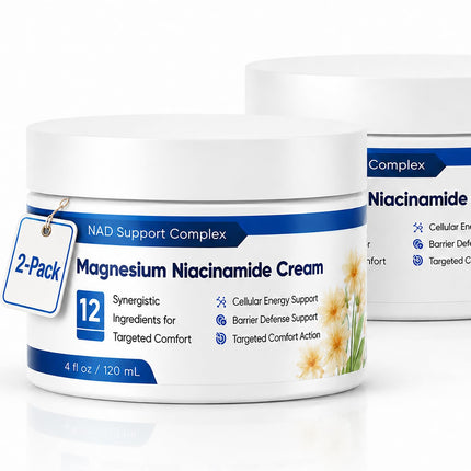 2Pcs Magnesium Niacinamide Relief Cream - Fast Acting Cooling Formula, 12 Ingredients for Muscles, Joints, Neck, Low Back, Knee, Foot, Fast Absorbing, Non-Greasy Formula, 4 oz
