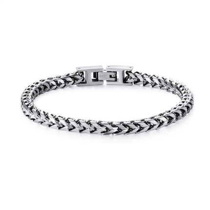 Qumfole Bracelets for Men-Stainless Steel Fold Over Clasp Franco Chain Mens Bracelet Jewelry Gifts for Husband