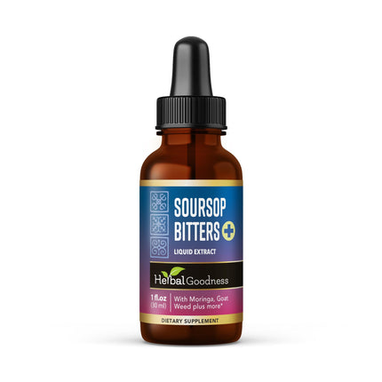 Herbal Goodness Soursop Bitters Liquid Drops 1 Fl Oz – Herbal Cleanse & Natural Detox Tonic with Moringa, Papaya, Burdock, Hibiscus, Guanabana & Ginger Extracts | Digestive Support | Vegan, Non-GMO
