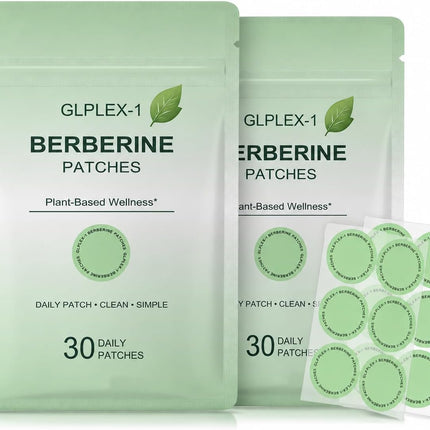 GLPLEX-1 Berberine Patches with L Glutamine, Chromium, Pomegranate and Cinnamon for Men & Women - 60 ct