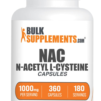 BulkSupplements.com N-Acetyl L-Cysteine 1000mg Capsules - N-Acetyl Cysteine 1000mg, NAC Supplement - NAC 1000mg, Gluten Free - 2 Capsules per Serving, 360 Capsules (Pack of 1)