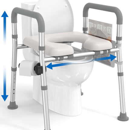 HOMLAND Raised Toilet Seat with Handles, Toilet Seat Riser for Seniors with Adjustable Height & Width, FSA HSA Eligible 400lb Handicap Elevated Toilet Seat for Elderly, Pregnant, Fit Any Toilet