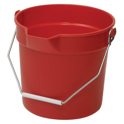 Winco 10 qt Red Heavy-Duty Plastic Bucket/Utility Pail with Pour Spout