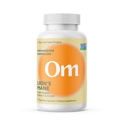 Om Lion’s Mane Mushroom Capsules - Organic Mushroom Supplement and Nootropic - Brain Supplements for Memory and Focus, 90 Count (30 Servings)