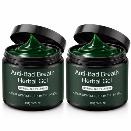 Anti-Bad Breath Herbal Gel Supplement, Internal Freshening Formula with Parsley, Green Tea, Lemon Balm, Clove Bud Oil, Peppermint Oil & Chlorophyllin, Natural Mint Flavor (2PCS)