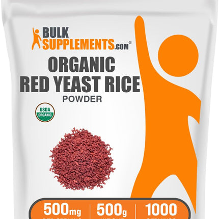 BulkSupplements.com Organic Red Yeast Rice Powder - Organic Red Yeast Rice Supplement, for Heart Health Support - Vegan Friendly, 500mg per Serving, 500g (1.1 lbs) (Pack of 1)