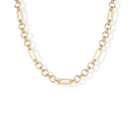 PAVOI Paperclip Chain Necklace, 14K Gold Plated, Yellow Gold, 16" + 2", Y