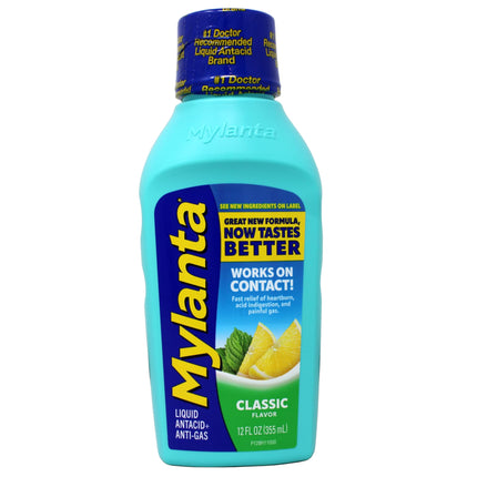 Mylanta Antacid and Gas Relief, Maximum Strength Formula, Classic Flavor, 12 Fluid Ounce