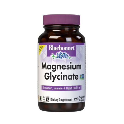 Bluebonnet Nutrition Magnesium Glycinate 400mg Maximum Absorption Mineral Complex Supports Energy Production & Enzyme Function - Non-GMO, Soy-Free, Gluten-Free - 120 Veggie Capsules
