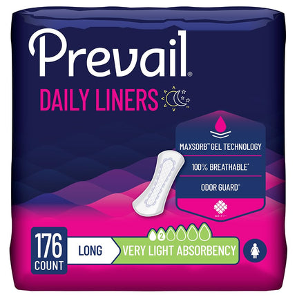 Prevail Proven - Prevail Incontinence Bladder Control Pads - Bladder Leak Pads - Very Light Absorbency, Long, 176 Count (4 Packs of 44)