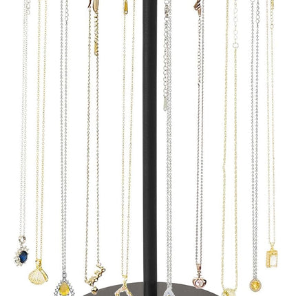 Mkono Necklace Holder Metal Jewelry Display Stand Necklace Organizer with 22 Hooks for Storage and Hanging Bracelet Keychain Home Room Decor for Women,Black