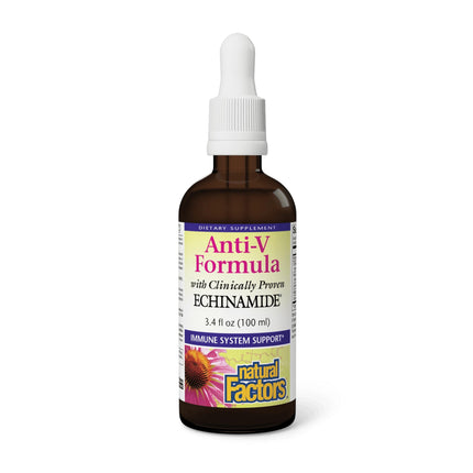 Natural Factors, Anti-V Liquid Formula, Echinacea Supplement for Immune and Wellness Support, Organic, Non-GMO, 3.4 oz (100 servings)