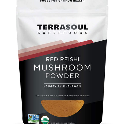 Terrasoul Superfoods Organic Reishi Mushroom Powder (4:1 Extract), 5.5 Oz, Immune Support, Stress Relief, Better Sleep, Embrace the Power of Adaptogenic Mushrooms