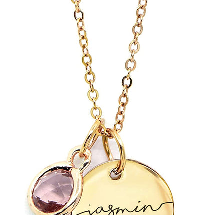 Personalized Birthstone Necklace for Women, Custom Birthstone Name Necklace