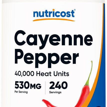 Nutricost Cayenne Pepper 530mg, 240 Capsules - 40,000 Heat Units, Gluten Free, Non-GMO