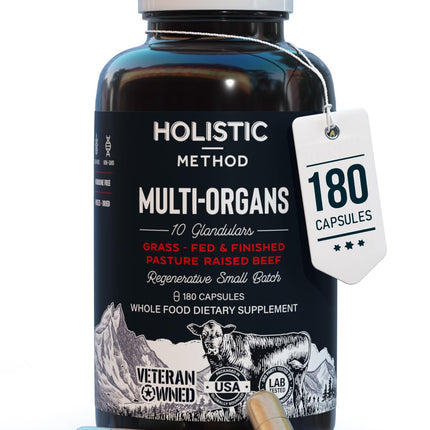 Beef Organ Supplement Complex - 10 Carnivore Grass Fed Proprietary Blend of Liver, Marrow, Brain, Thymus, Spleen, Kidney, Colostrum, Heart, Pancreas, Gallbladder - 180 Caps