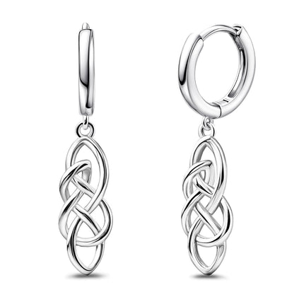 Celtic Knot Earrings for Women - Sterling Silver Hoop Earrings for Women Trendy Hypoallergenic Long Loop Earrings with Dangling Charm for Sensitive Ears Classic Fashion Huggie Earrings Gifts
