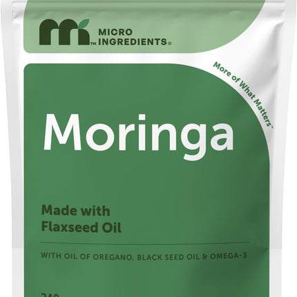 Micro Ingredients Moringa Leaf Extract 500mg per Serving, 240 Softgels | 4-in-1 with Omega-3, Oil of Oregano & Black Seed Oil | 4 Month Supply | Non-GMO